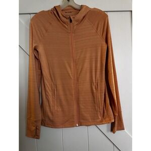Athleta Womens‎ Size XXS Full Zip Hooded Jacket Orange Thumb Holes